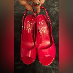 Sexy red stiletto Jessica Simpson pumps